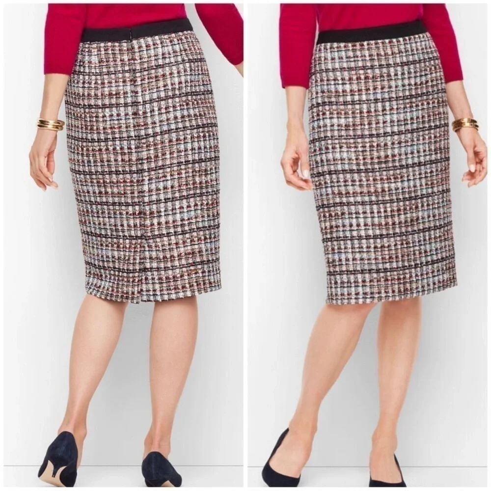 Talbots Colorful Metallic Tweed Pencil Skirt